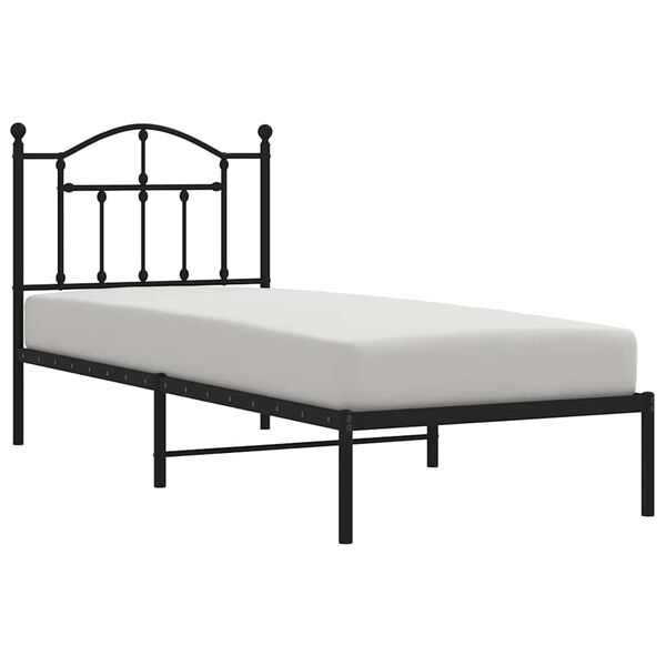 vidaXL Cadre de lit m&eacute;tal sans matelas avec t&ecirc;te de lit noir 90x190 cm