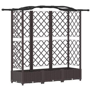vidaXL Lit &Eacute;lev&eacute; avec Treillis et Toit Marron 163 x 40 x 123 cm PP