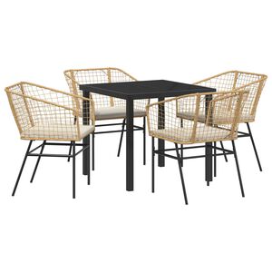 vidaXL Ensemble de salle &agrave; manger pour jardin 5 pcs Marron polyrotin