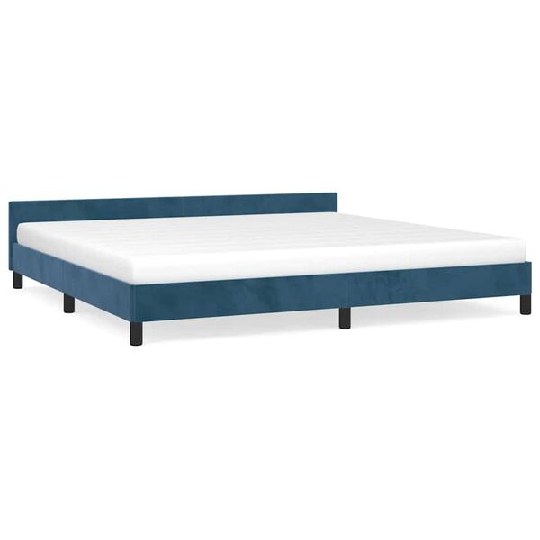 vidaXL Cadre de lit sans matelas bleu fonc&eacute; 200x200 cm velours