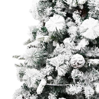 vidaXL Sapin de Noël pré-éclairé avec neige floquée/cônes 225cm PVC/PE