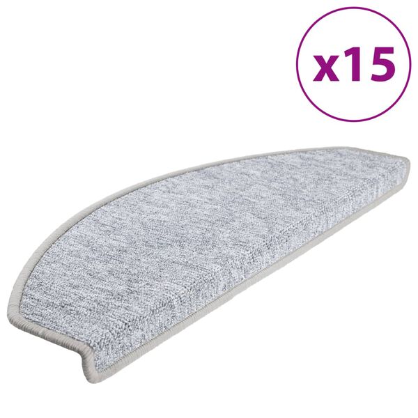 vidaXL Tapis d'escalier 15 pcs Gris clair 65 x 24 x 4 cm