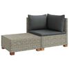 vidaXL 2 pc Ensemble de Salon en Rotin avec Coussins GENDT Gris Kubu