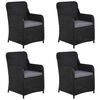 vidaXL Ensemble &agrave; manger de jardin 5 pcs noir