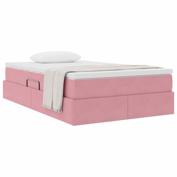 vidaXL Lit avec rangement et matelas Rose 120 x 200 cm Velours