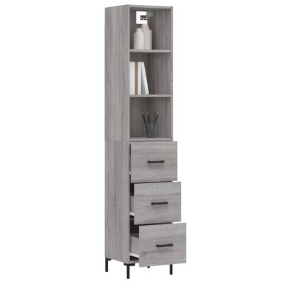 vidaXL Buffet haut Sonoma gris 34,5x34x180 cm Bois d'ingénierie