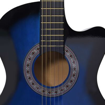 vidaXL Guitare découpée classique occidentale 6 cordes Bleu ombré 38"