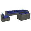 vidaXL Salon de jardin 9 pcs avec coussins R&eacute;sine tress&eacute;e Gris