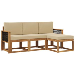 vidaXL Ensemble de canap&eacute;s d'ext&eacute;rieur 4 pc Naturel