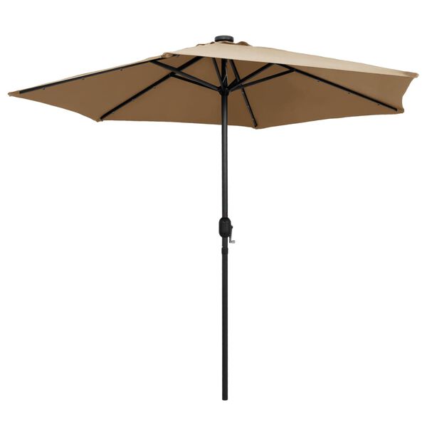 vidaXL Parasol de jardin avec lumi&egrave;res LED et m&acirc;t en aluminium taupe