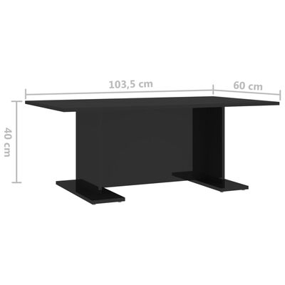 vidaXL Table basse Noir brillant 103,5x60x40 cm Aggloméré