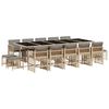 vidaXL Ensemble &agrave; manger de jardin et coussins 15 pcs m&eacute;lange beige