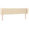 vidaXL T&ecirc;te de lit avec oreilles Cr&egrave;me 203x23x78/88 cm Tissu