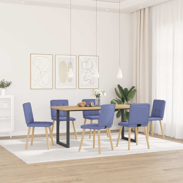 vidaXL Chaises &agrave; manger lot de 6 bleu jean tissu