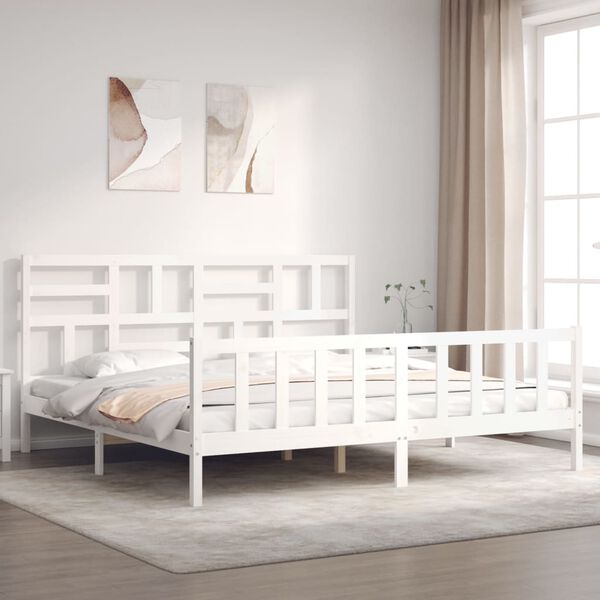 vidaXL Cadre de lit sans matelas blanc bois massif de pin