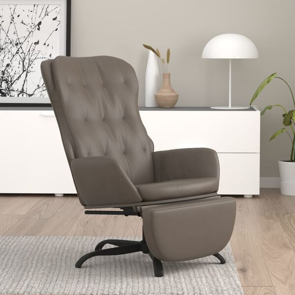 vidaXL Chaise de relaxation et repose-pied Gris anthracite Similicuir