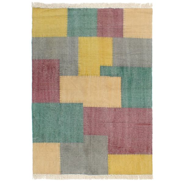 vidaXL Tapis tiss&eacute; &agrave; la main Coton 120x180 cm Imprim&eacute; Multicolore