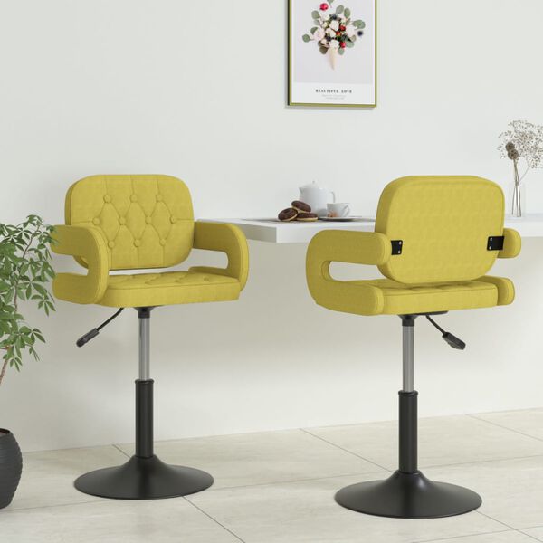 vidaXL Chaises pivotantes &agrave; manger lot de 2 vert tissu