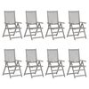 vidaXL Chaises inclinables de jardin et coussins lot de 8 Gris Acacia