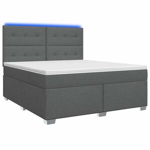 vidaXL Lit boxspring avec matelas Gris fonc&eacute; 140 x 200 cm Tissu