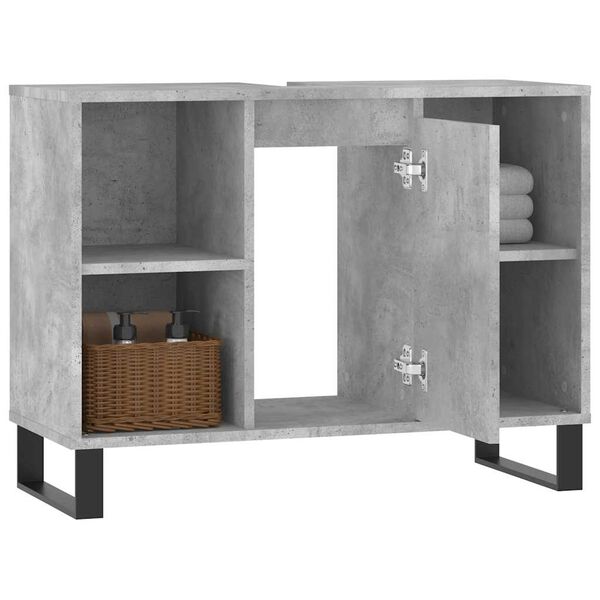 vidaXL Armoire salle de bain gris béton 80x33x60cm bois d'ingénierie