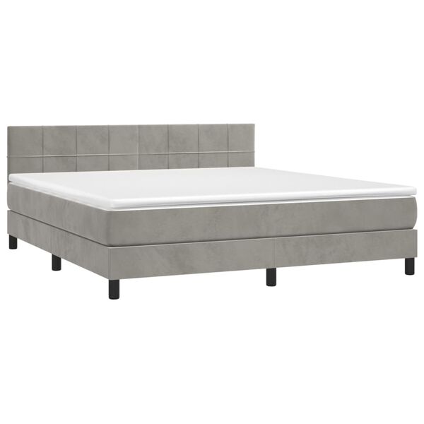 vidaXL Sommier &agrave; lattes de lit et matelas Gris clair 160x200cm Velours