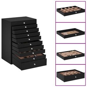 vidaXL Coffret &agrave; bijoux 10 niveaux porte-montres noir 29x20,5x40,5 cm
