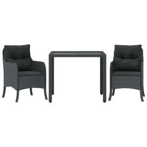 vidaXL Ensemble &agrave; manger de jardin avec coussins 3 pcs Noir