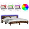 vidaXL Cadre de lit avec LED sans matelas ch&ecirc;ne fum&eacute; 180x200 cm