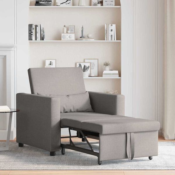 vidaXL Canapé-lit escamotable simple Taupe 90 x 165 x 87 cm tissu