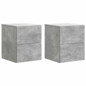 vidaXL Cabinet de chevet mural 2 pc Gris b&eacute;ton 33 x 34,5 x 40 cm
