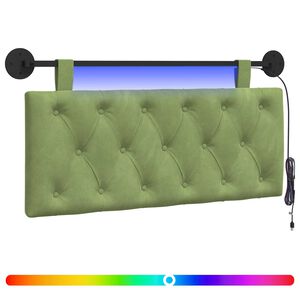 vidaXL T&ecirc;te de lit suspendue Avec lumi&egrave;re LED Vert clair Velours