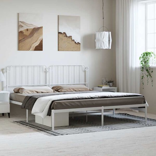 vidaXL Cadre de lit métal sans matelas et tête de lit blanc 193x203 cm