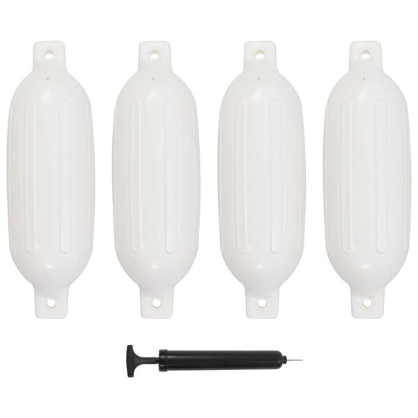 vidaXL Pare-choc de bateau 4 pcs blanc 58,5x16,5 cm PVC