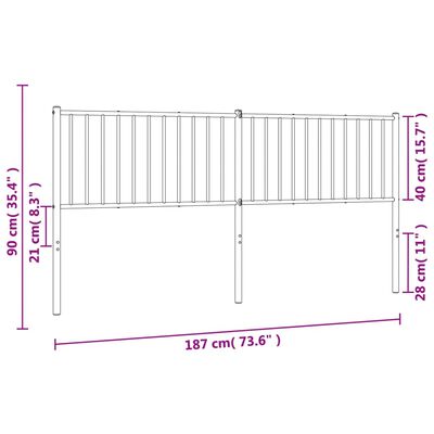 vidaXL Tête de lit métal blanc 180 cm