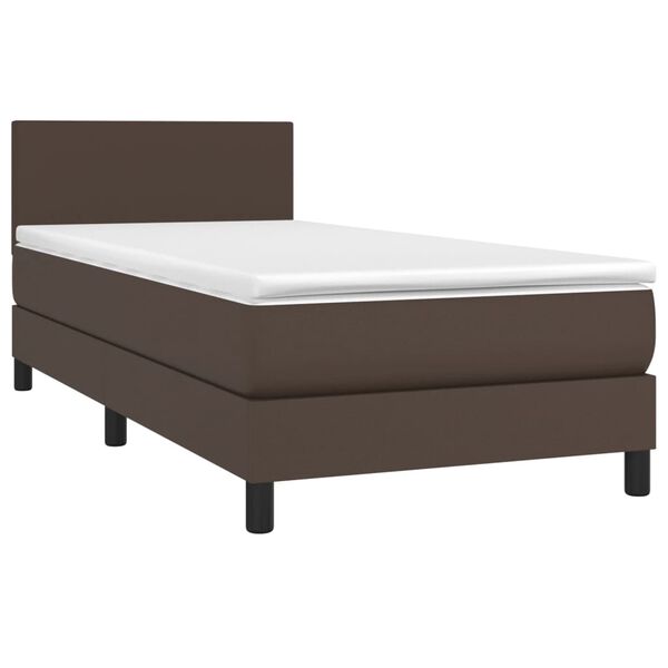 vidaXL Sommier &agrave; lattes de lit et matelas et LED Marron 80x200 cm