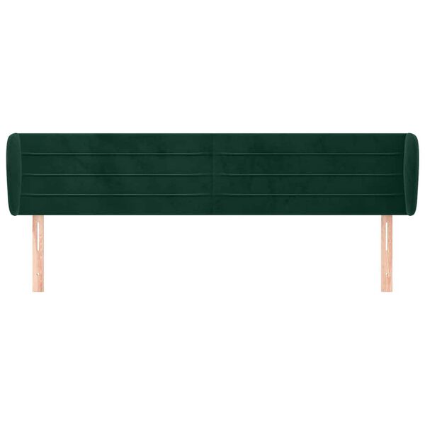 vidaXL T&ecirc;te de lit avec oreilles Vert fonc&eacute; 163x23x78/88 cm Velours
