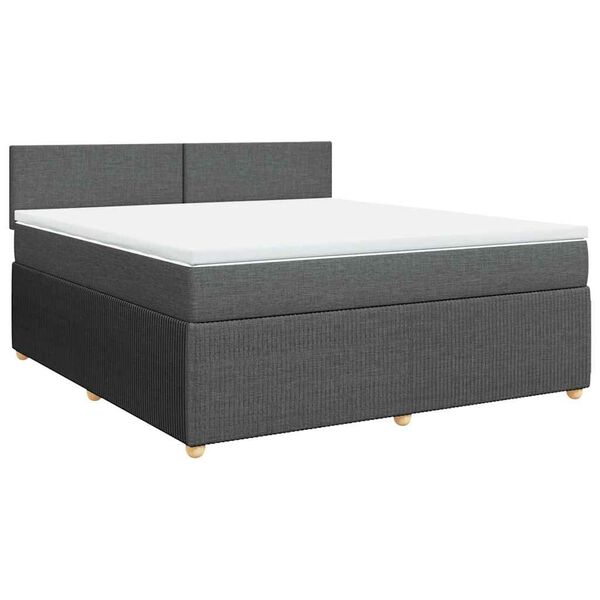 vidaXL Sommier &agrave; lattes de lit avec matelas Gris fonc&eacute; 180x200cm Tissu
