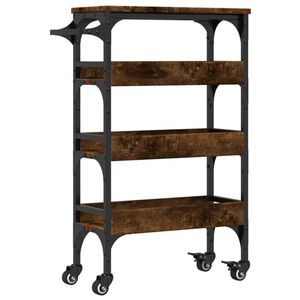 vidaXL Chariot de cuisine ch&ecirc;ne fum&eacute; 53x20x76 cm bois d'ing&eacute;nierie
