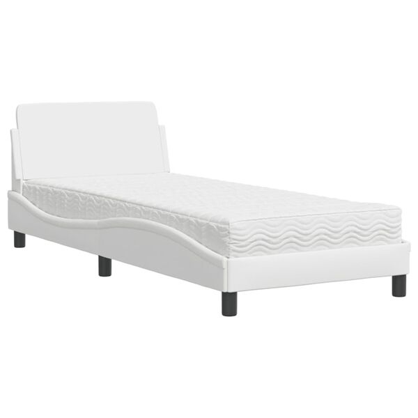 vidaXL Lit avec matelas Dover blanc 80x200 cm similicuir