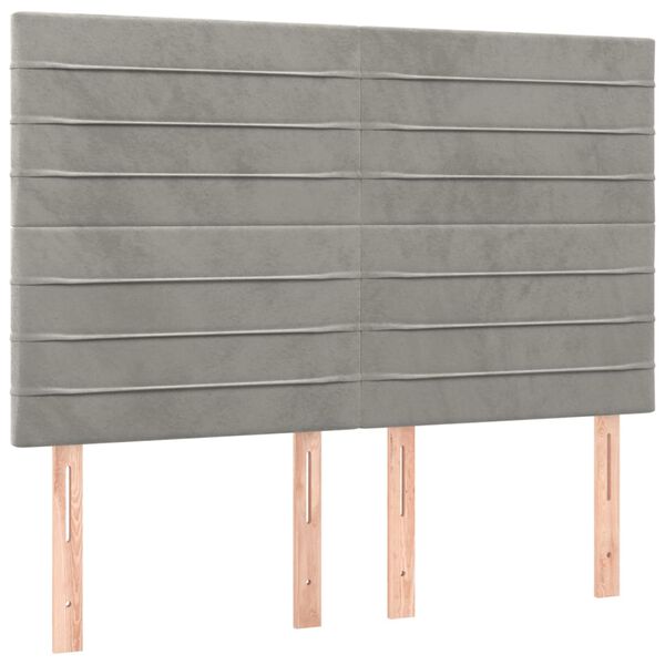 vidaXL T&ecirc;te de lit &agrave; LED Gris clair 144x5x118/128 cm Velours
