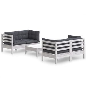 vidaXL Salon de jardin 5 pcs avec coussins anthracite bois de pin