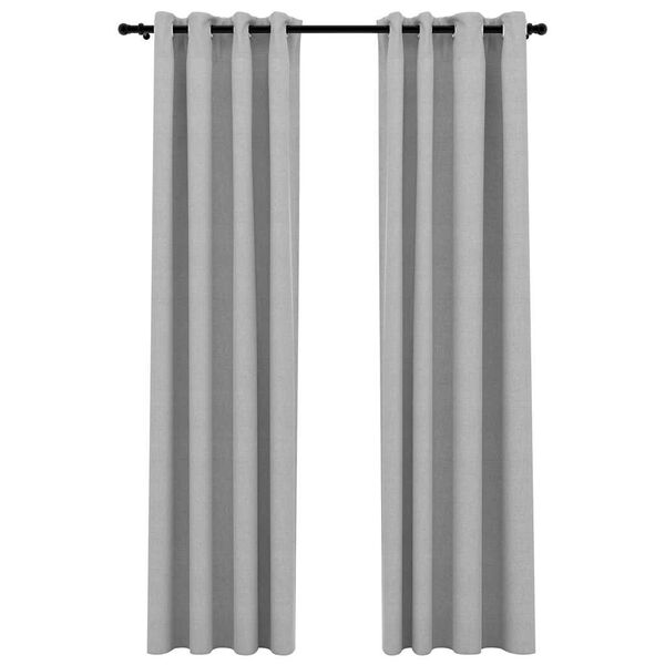 vidaXL Rideaux occultants Aspect lin avec œillets 2 pcs Gris 140x225cm