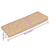 vidaXL Tapis d'escalier 15 pi&egrave;ces 65 x 21 x 4 cm Marron clair Bord rectangulaire