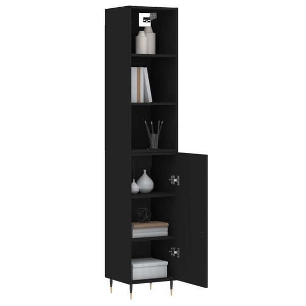 vidaXL Buffet haut Noir 34,5x34x180 cm Bois d'ing&eacute;nierie
