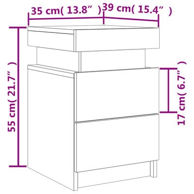 vidaXL Table de chevet avec lumières LED blanc 35x39x55 cm