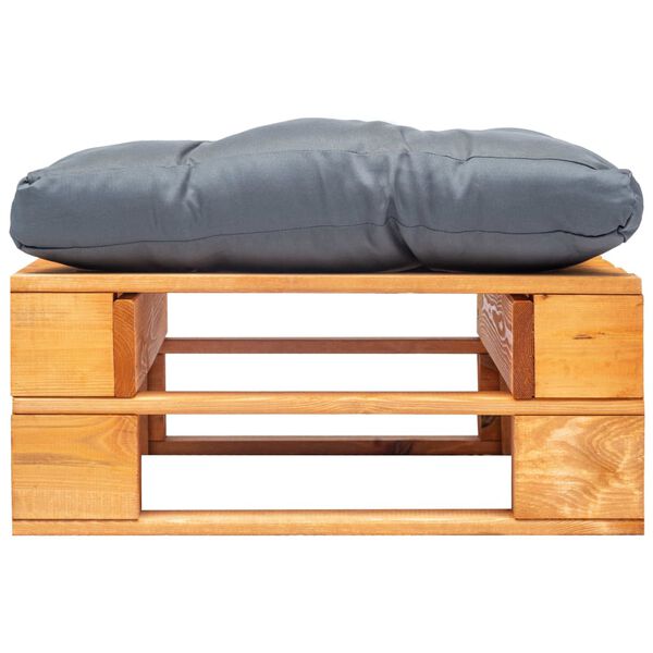 vidaXL Repose-pied palette de jardin et coussin gris marron miel bois