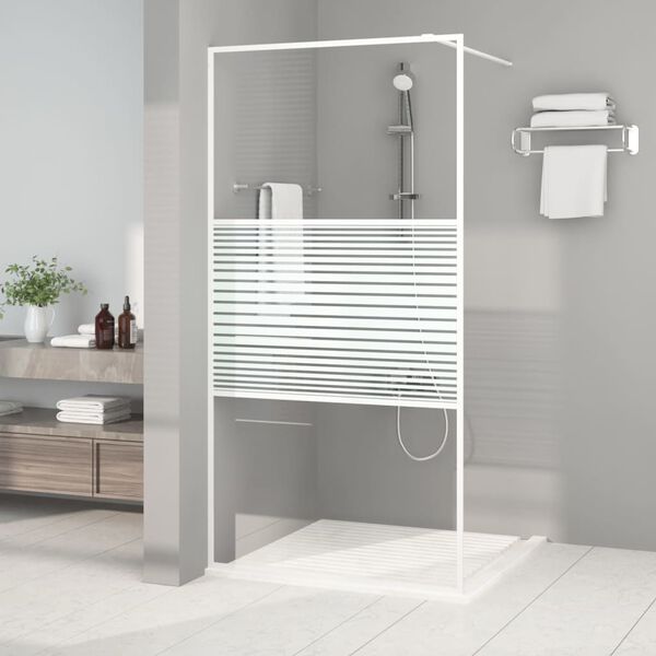 vidaXL Paroi de douche Blanc 100x195 cm Verre ESG transparent
