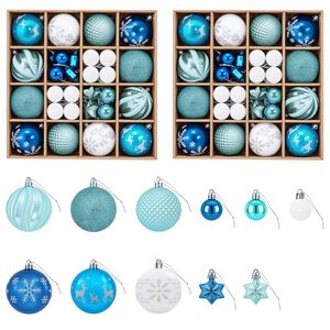 vidaXL Ensemble de boules de No&euml;l 88 pc Turquoise, bleu fonc&eacute; et blanc