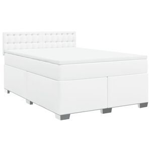 vidaXL Sommier &agrave; lattes de lit avec matelas Blanc 140x190cm Similicuir
